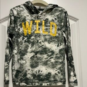 Jumping Beans | (4) Kids Long Sleeve Hoodie with 'WILD' Print - Green Tie-Dye